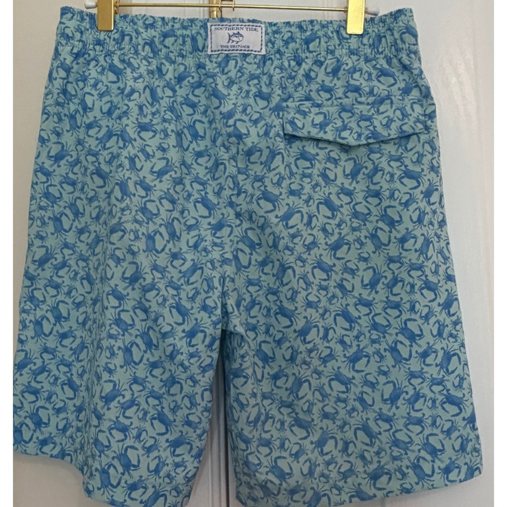 Southern Tide Mens Skipjack Blue Crab Print Swim Trunks Board Shorts Style small